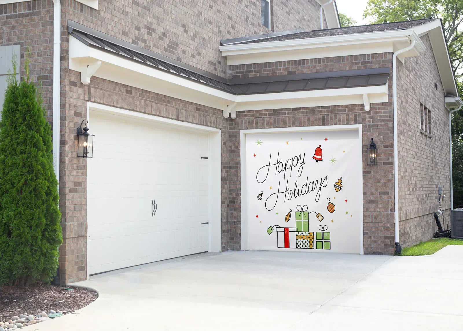 Christmas HappyHolidaysGiftBoxes 7x8 GarageMockUp