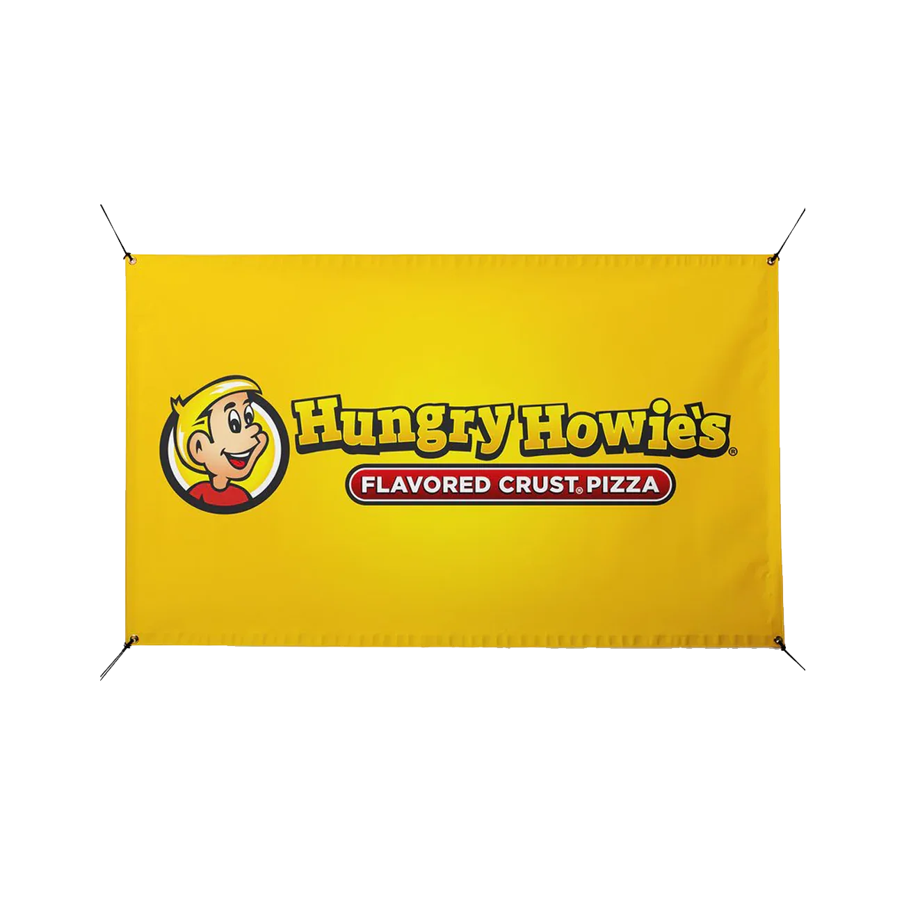 Yellow banner with Hungry Howie's logo