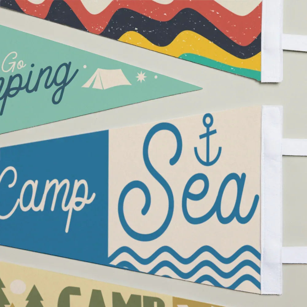 Collection of colorful camping-themed