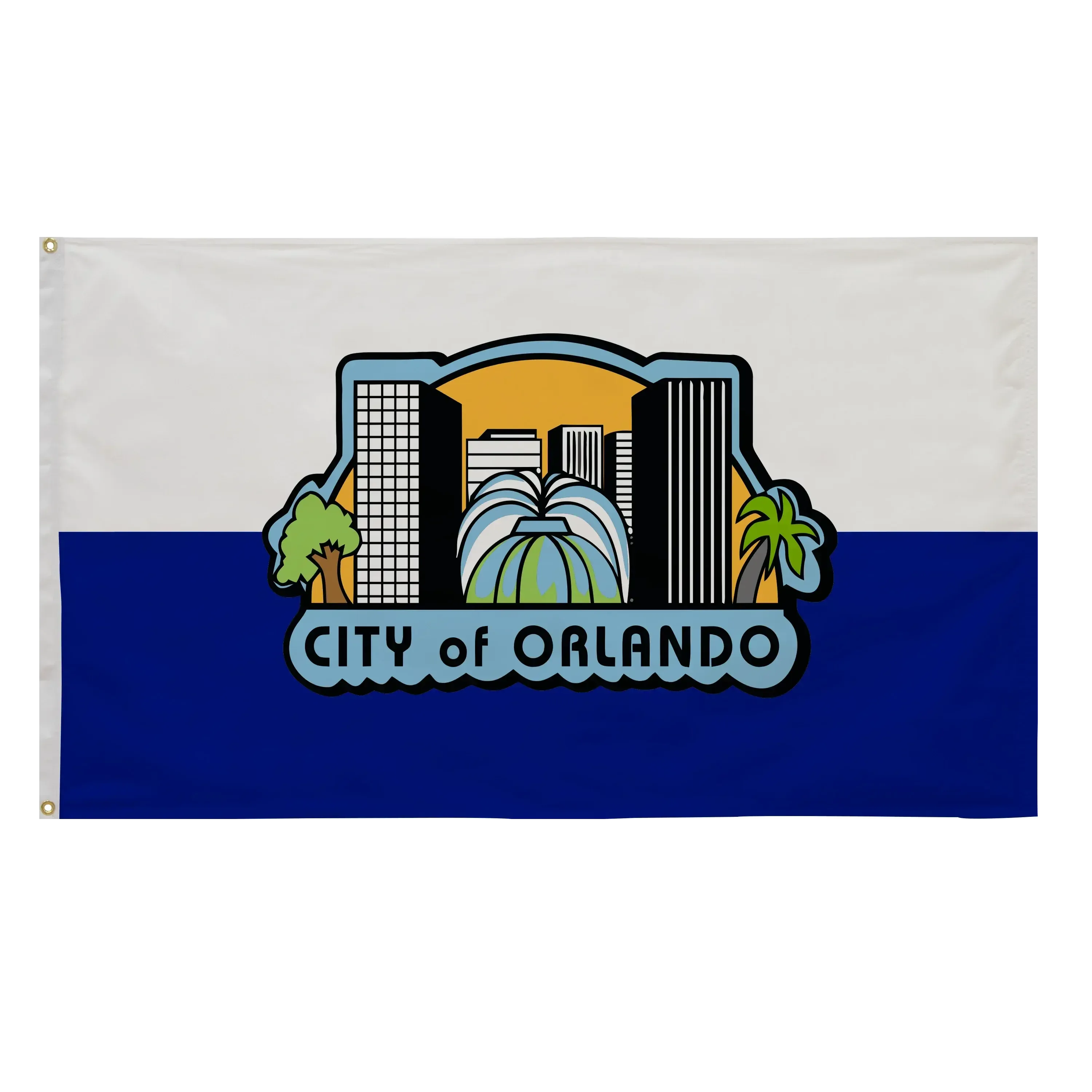 Flag of the City of Orlando with a graphic design on a white background