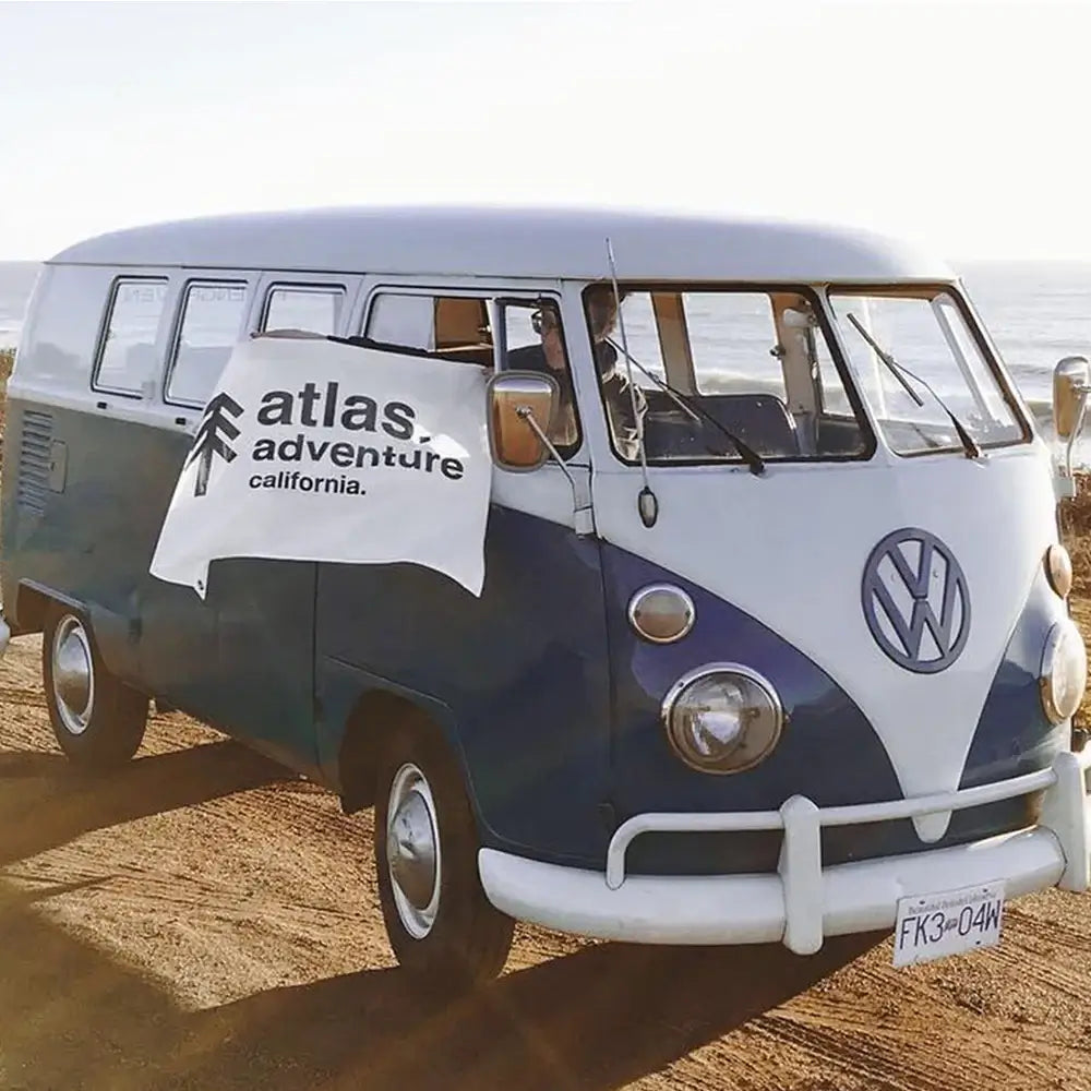 Volkswagen Van with Custom Flag