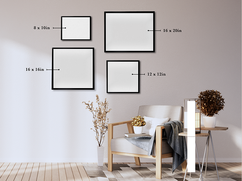 fabric in a frame size mockup graphic