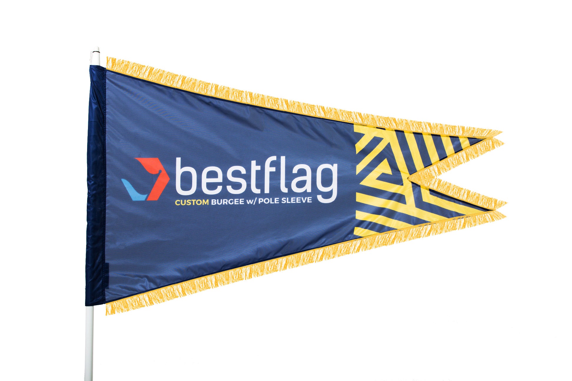 Custom Burgee Flag with Pole Sleeve and Gold Fringe - BestFlag.com
