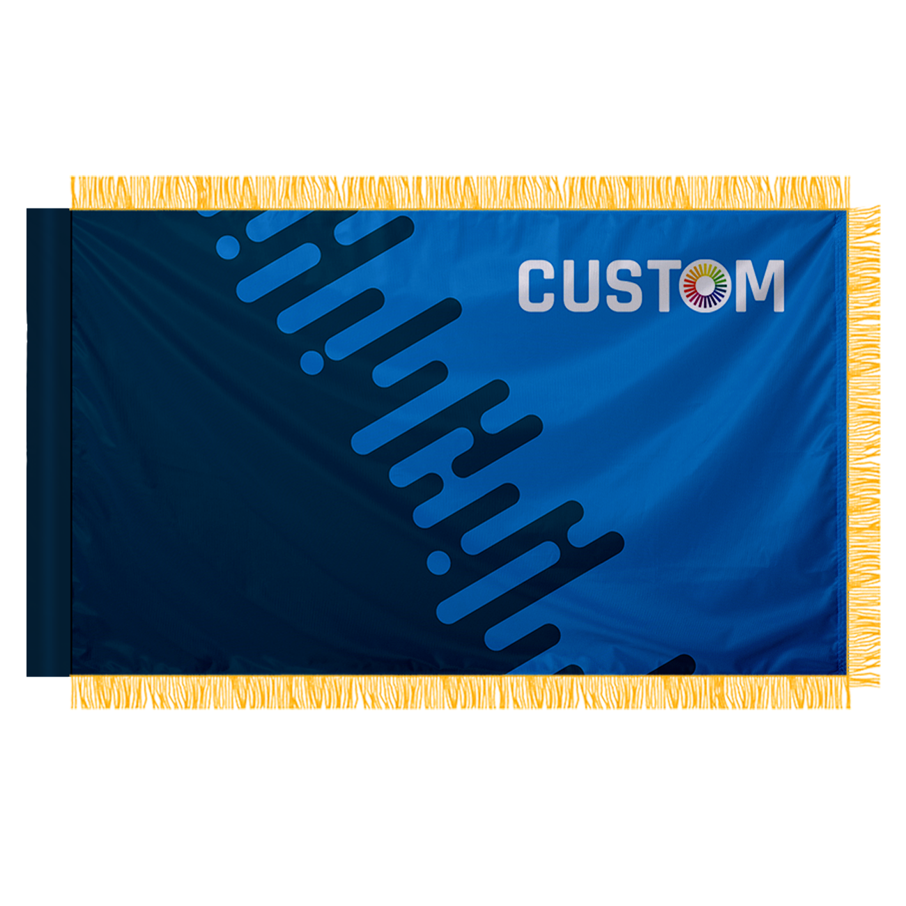 Custom Flag with Pole Sleeve and Gold Fringe