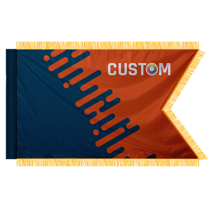 Custom Guidon Flag with Pole Sleeve and Gold Fringe