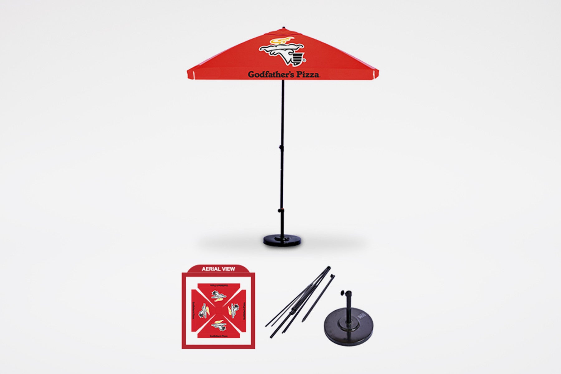 Godfather's Pizza | 4 Panel Patio Umbrella Kit - BestFlag.com