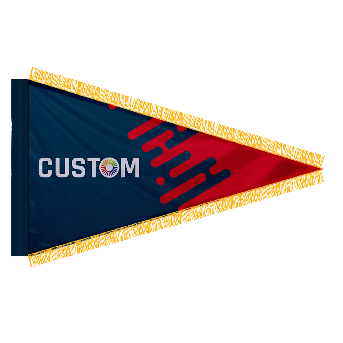 Custom Pennant Flag with Pole Sleeve and Gold Fringe