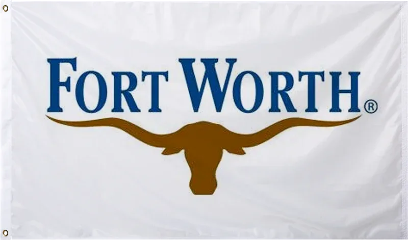 Fort Worth city US flag waving in the wind on sky background Stock Photo Fort Worth city US flag waving in the wind on sky background Stock Photo